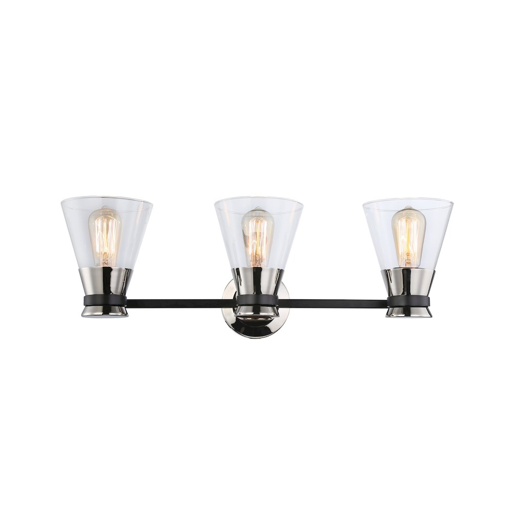 Kanata Collection 3Light Vanity Light, Black & Brushed Nickel. Picture 4