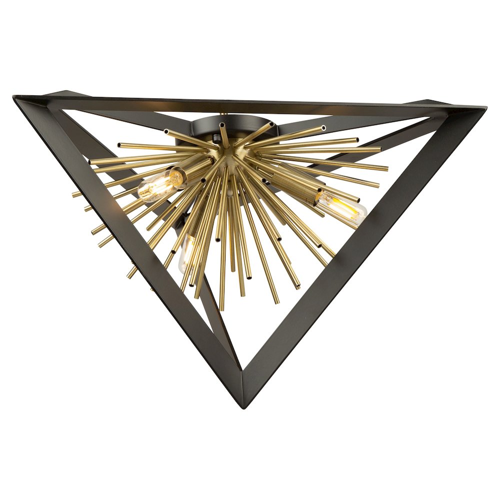 Sunburst  Flush Mount (Matte Black & Satin Brass Finish). Picture 3