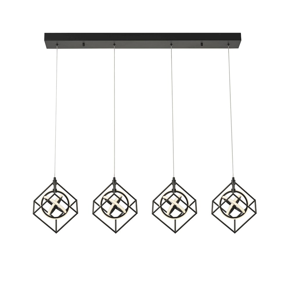 Tulip Collection Integrated LED 4Light Island Light, Matte Black. Picture 2