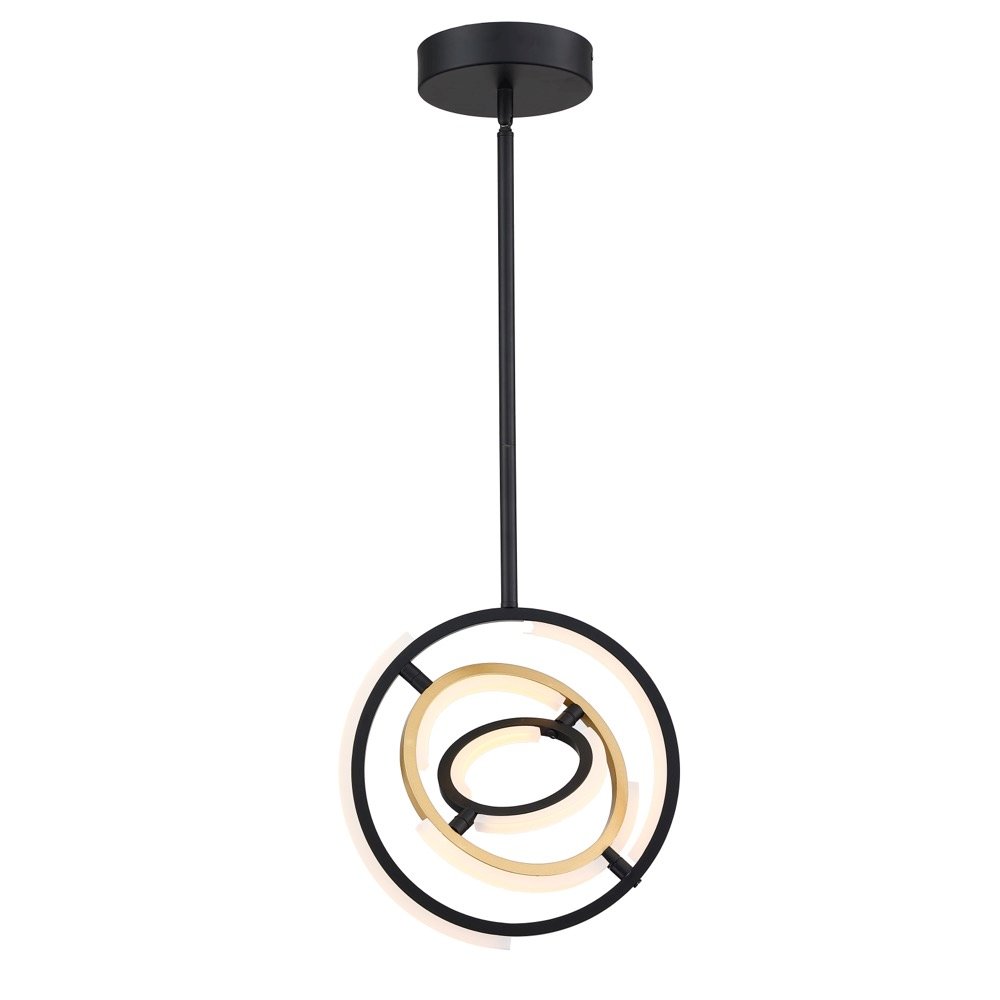 Trilogy Collection Integrated LED 13 in. Pendant, Black and Gold. Picture 2