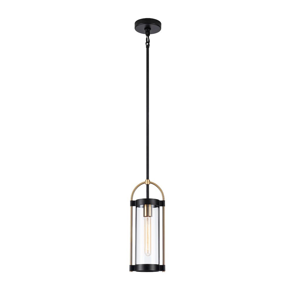 Bonita Collection 1Light Pendant Black and Brushed Brass. Picture 1