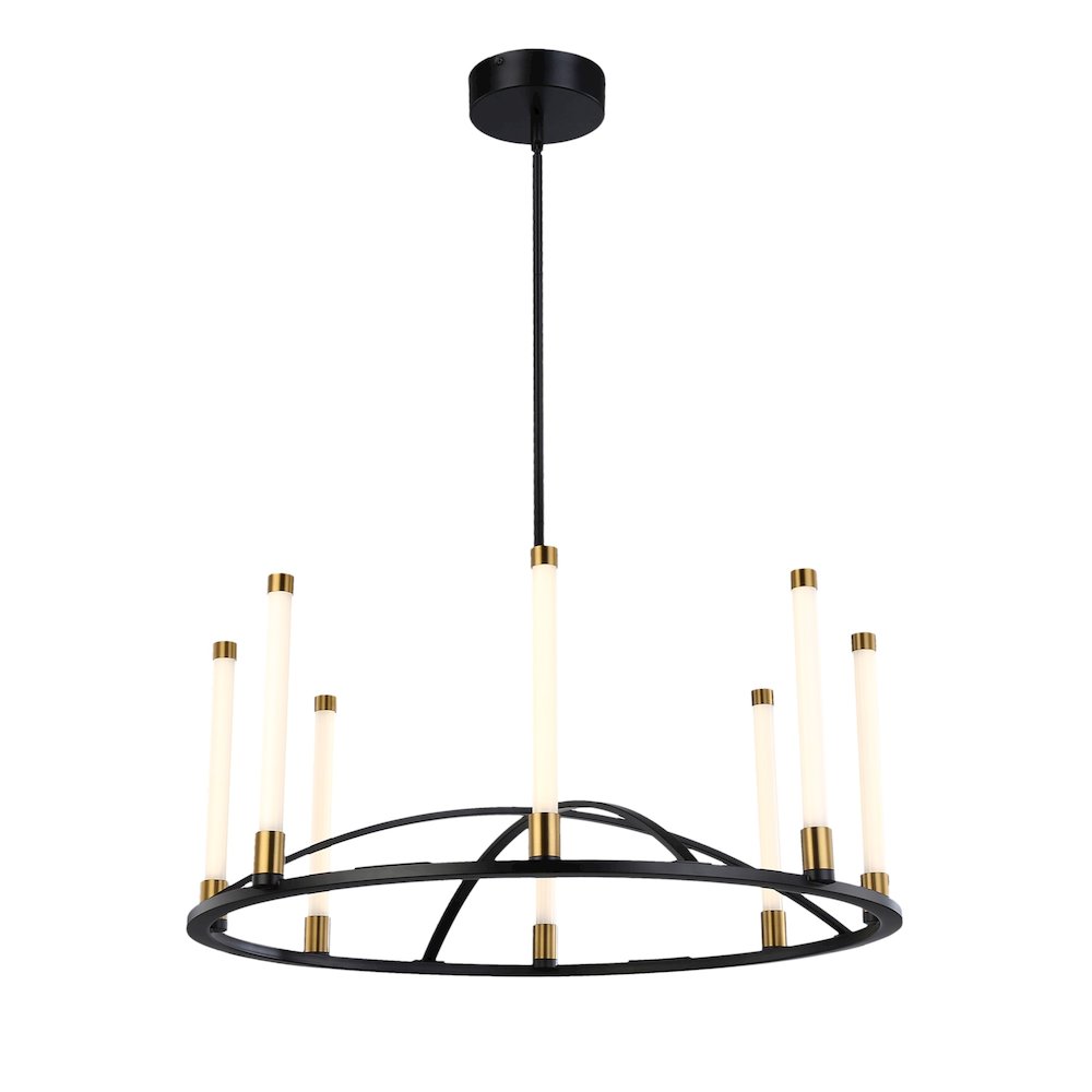 Infiniti Collection 8Light Integrated LED Chandelier, Matte Black & Brass. Picture 1
