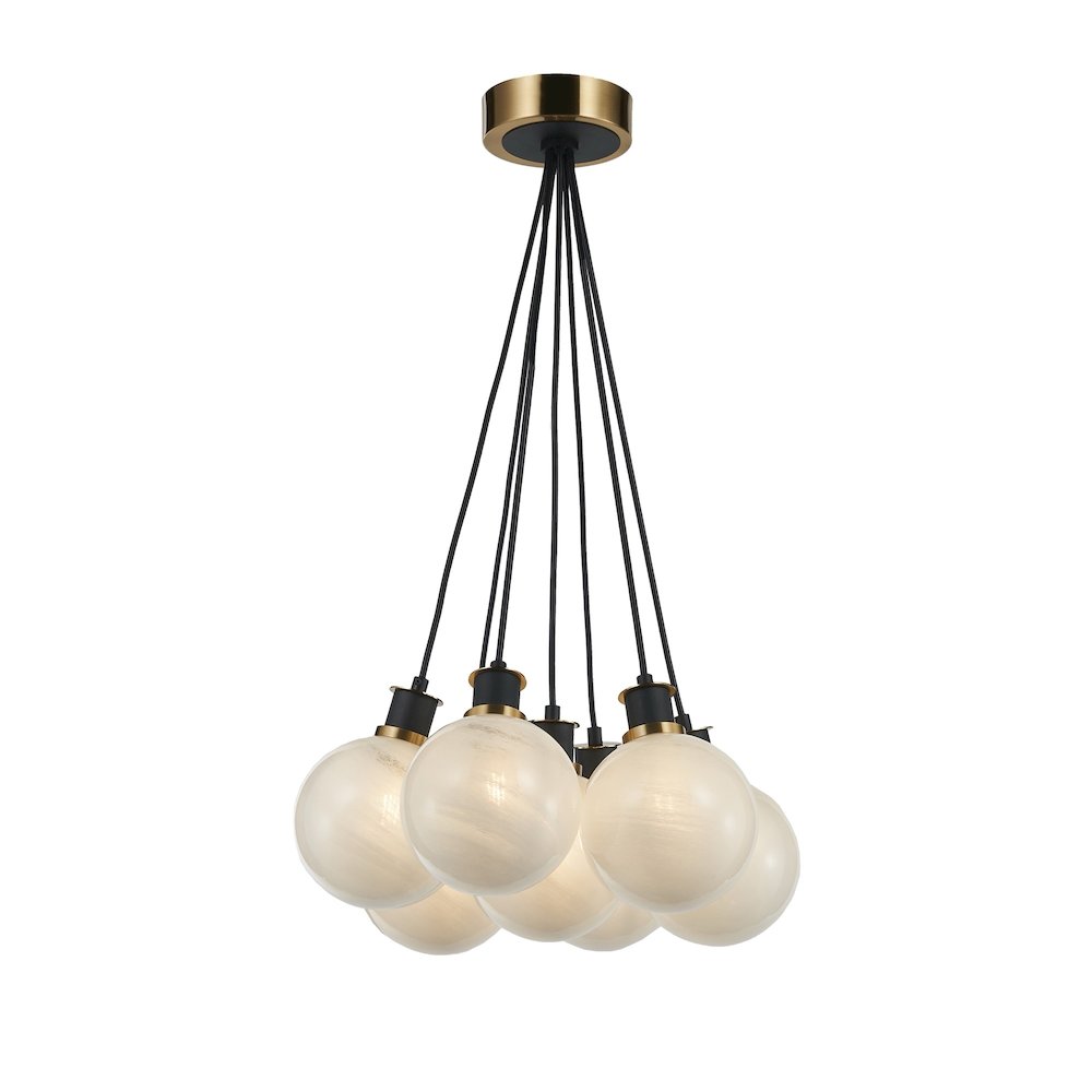Gem Collection 7Light Pendant Black and Brushed Brass. Picture 1