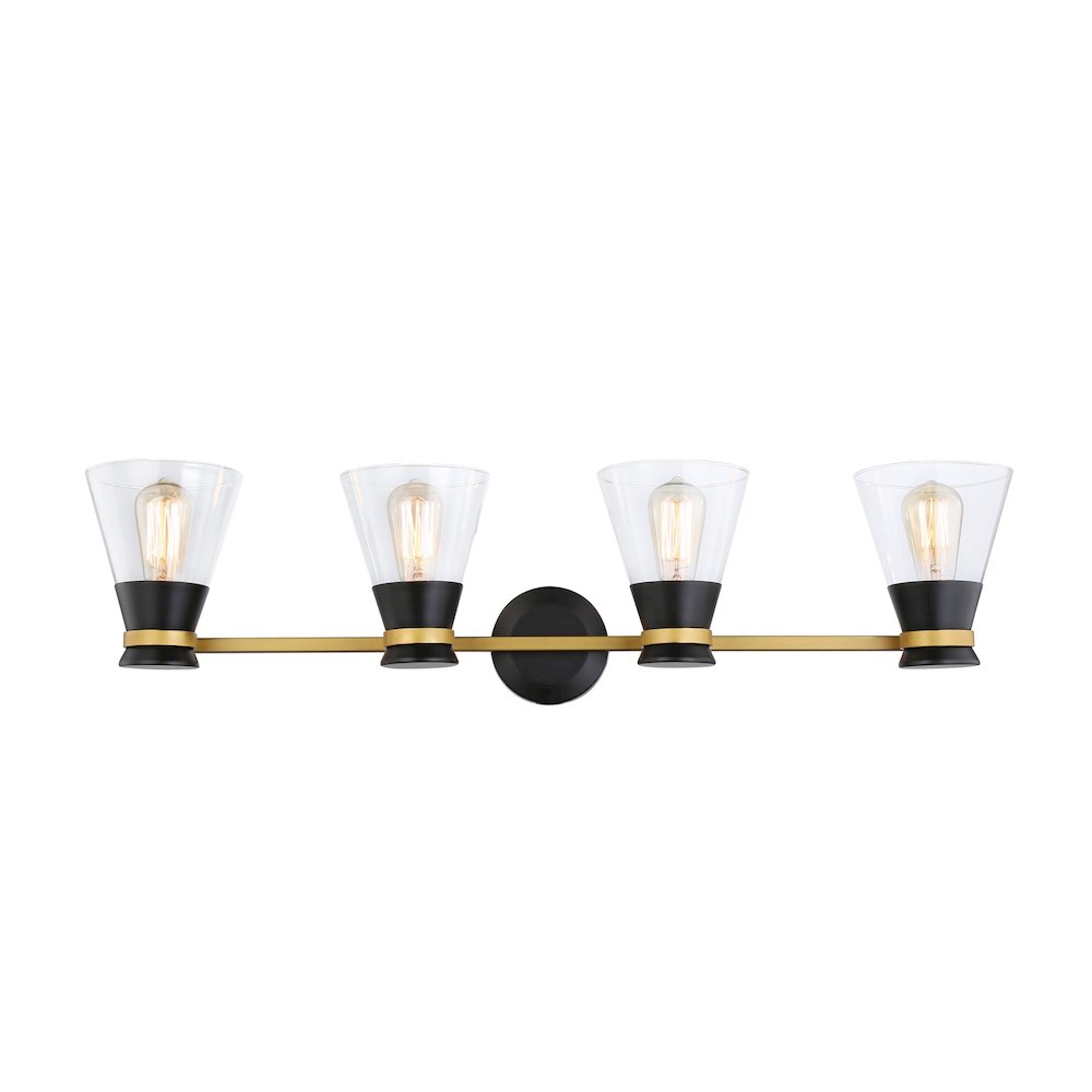 Kanata Collection 4Light Vanity Light, Black & Brushed Brass. Picture 6