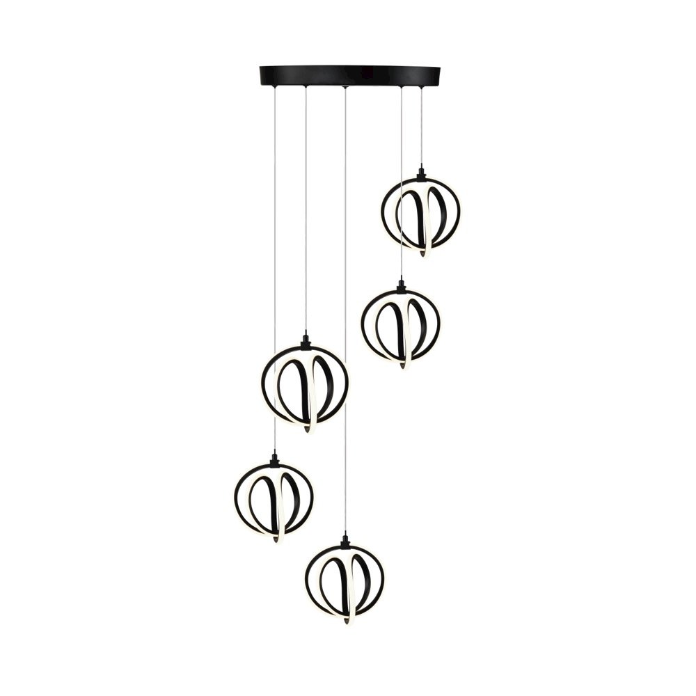 Rose 5 Light LED Chandelier Black. Picture 3