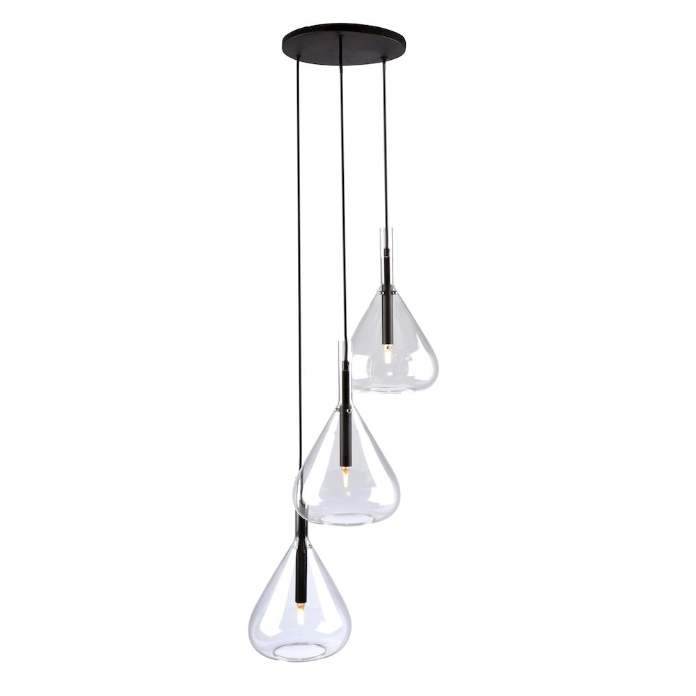 Conic 3 Light Pendant Black. Picture 1