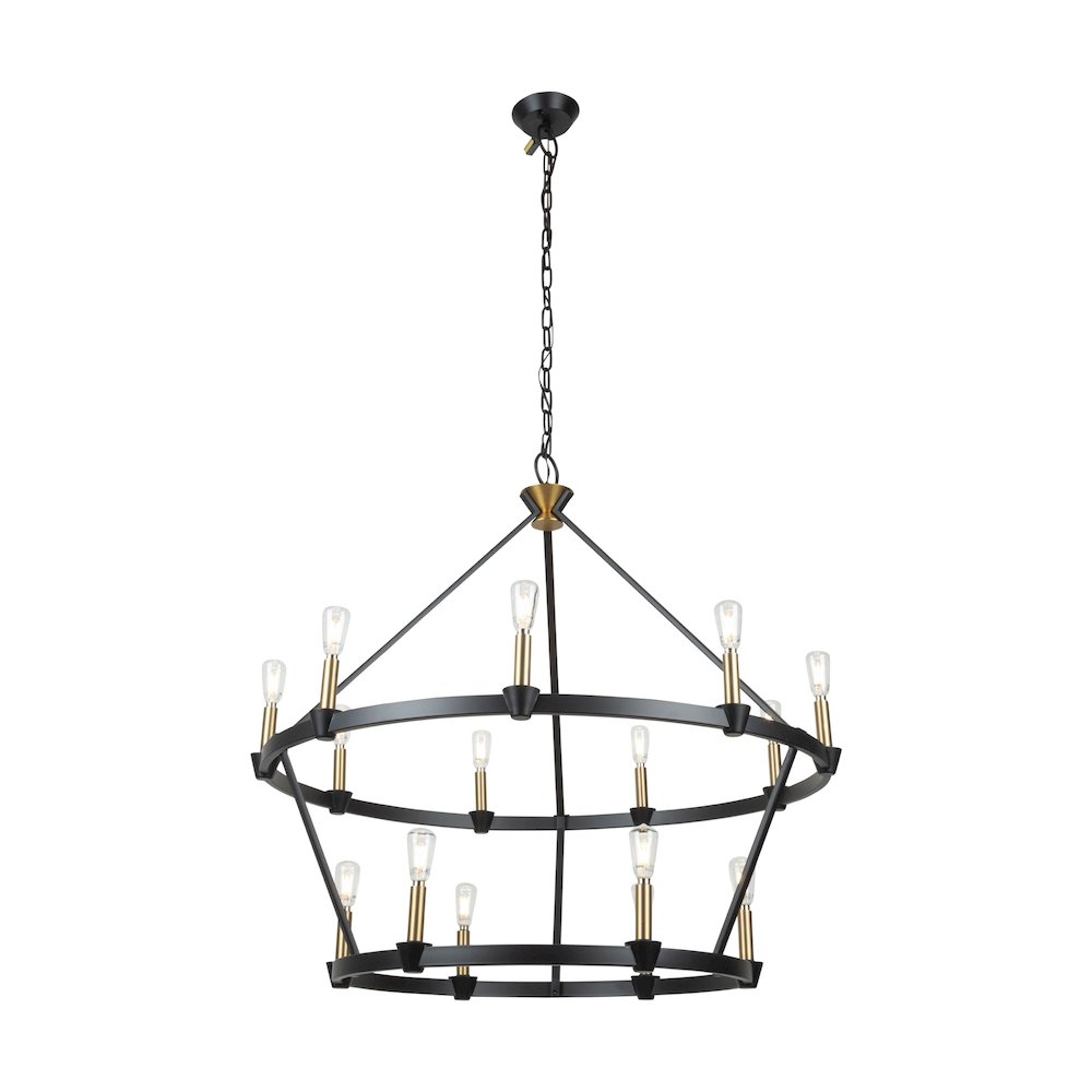 Notting Hill Collection 15Light Chandelier Black and Brushed Brass. Picture 2