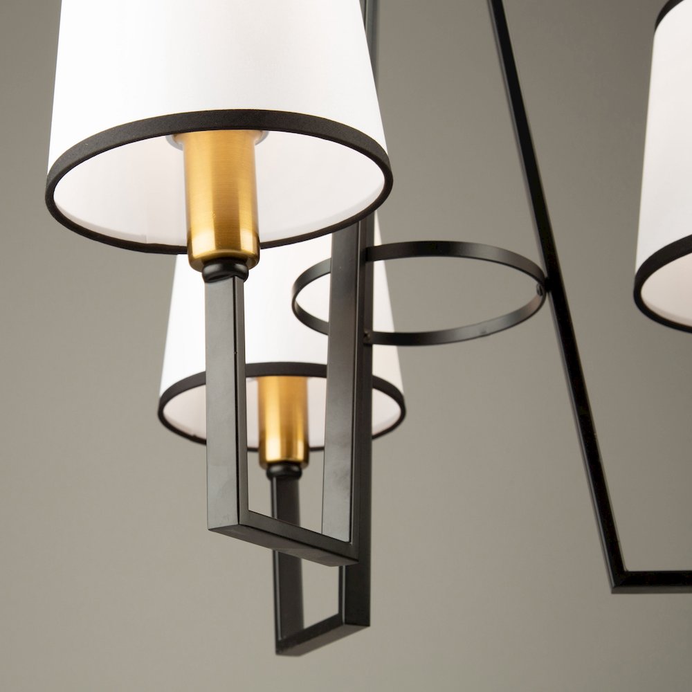 Coco 3 Light Chandelier Black and Gold. Picture 8