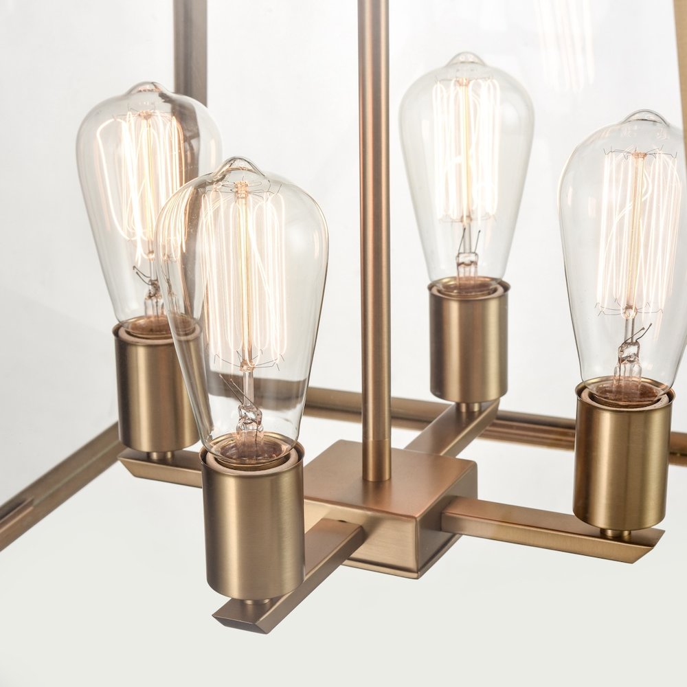Lucian 4 Light Chandelier 18" Diameter Brushed Brass. Picture 4