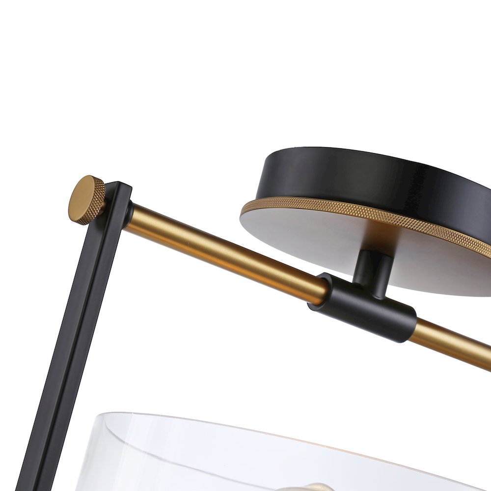 Cheshire Collection 1Light SemiFlush Mount, Black & Brass. Picture 4