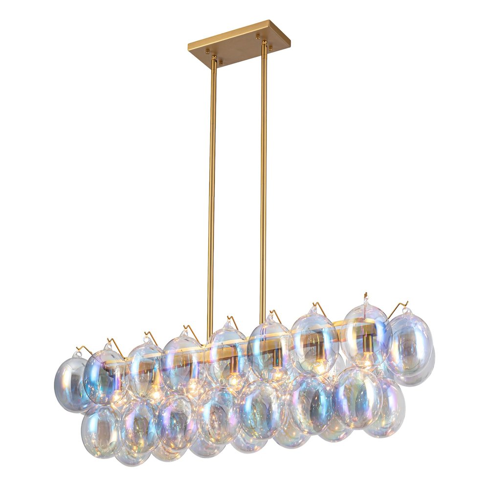 Globo Collection 8Light Island/Pool Table Iridescent and Brass. Picture 1
