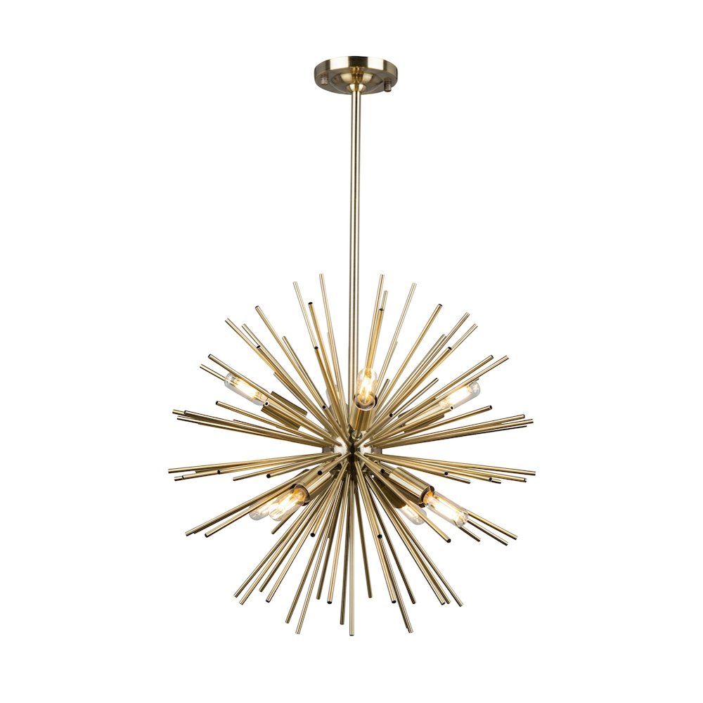 Sunburst  8 Light Chandelier (Satin Brass). Picture 1