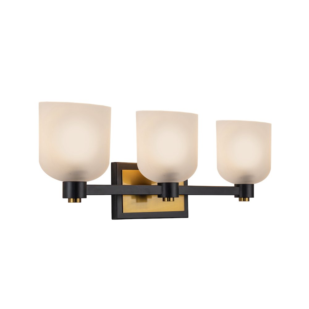 Lyndon Collection 3Light Bathroom Vanity Black and Brushed Brass. Picture 3