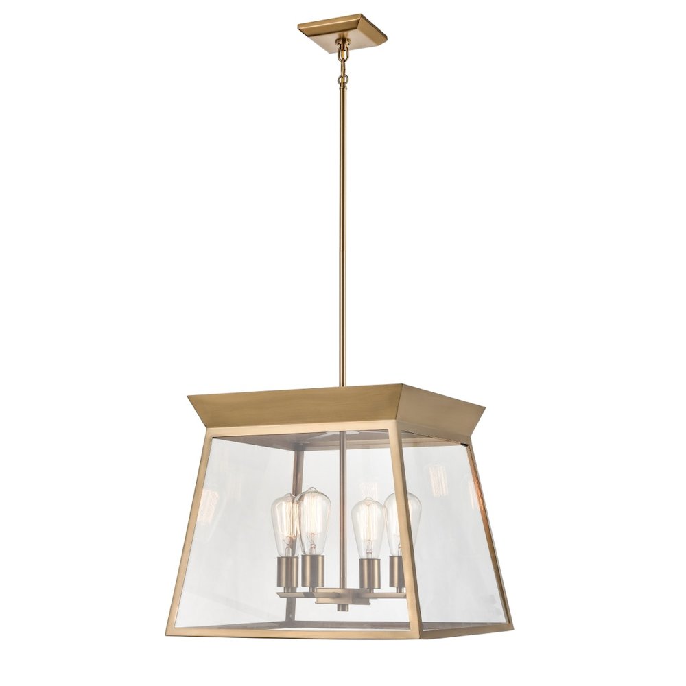 Lucian 4 Light Chandelier 18" Diameter Brushed Brass. Picture 1