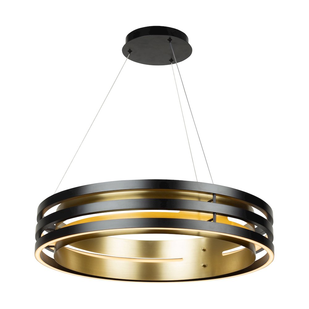 Toledo Collection 1Light 25.5" Chandelier Black and Brushed Brass. Picture 2
