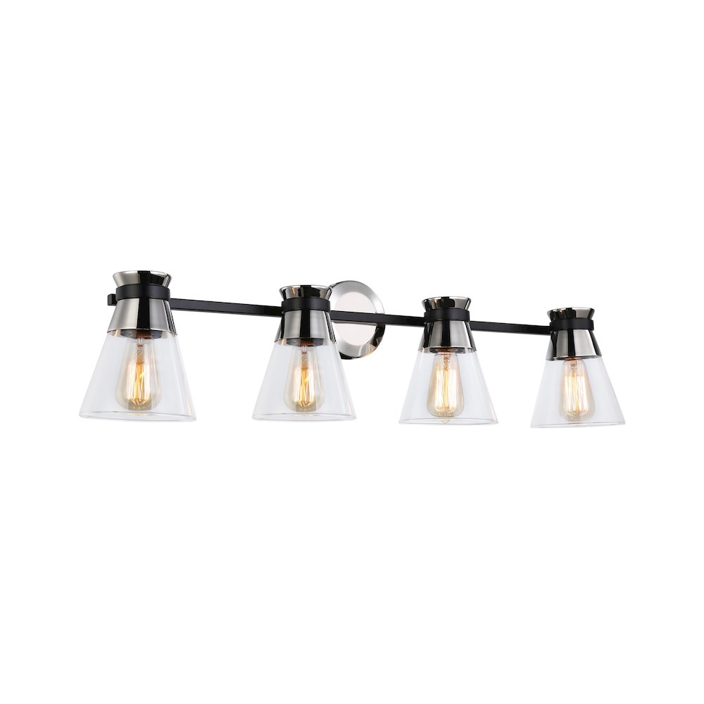 Kanata Collection 4Light Vanity Light, Black & Brushed Nickel. Picture 1