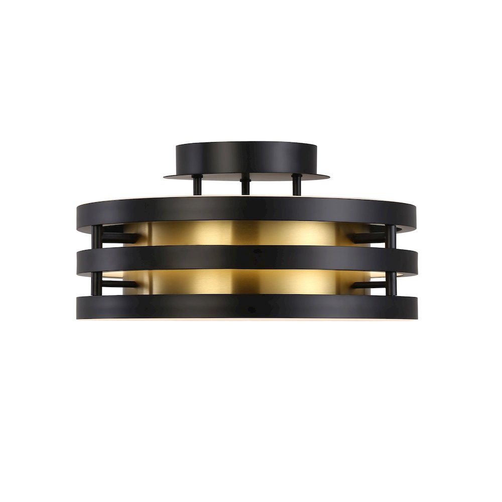 Toledo Collection 1Light SemiFlush Mount Black and Brushed Brass. Picture 4