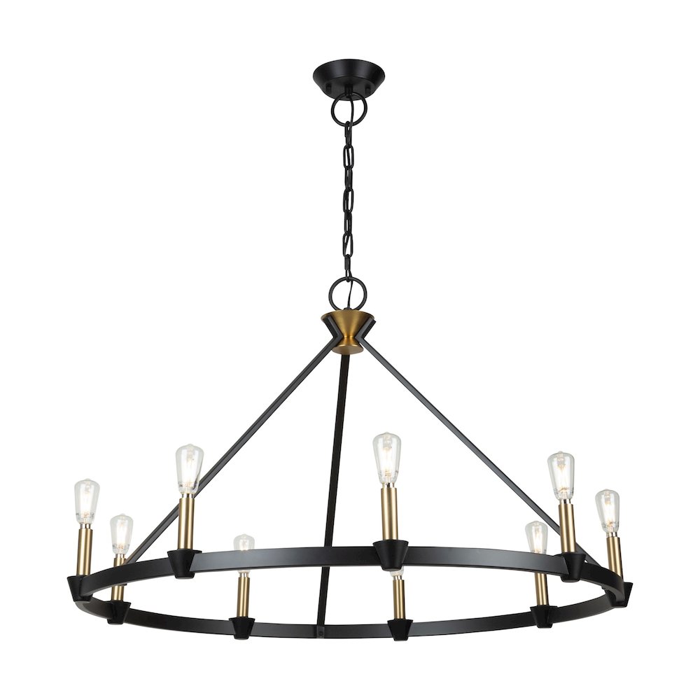 Notting Hill Collection 9Light Chandelier Black and Brushed Brass. Picture 1