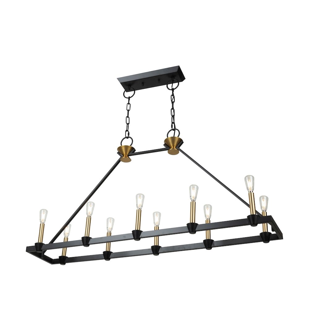 Notting Hill Collection 10Light Island/Pool Table Black and Brushed Brass. Picture 2