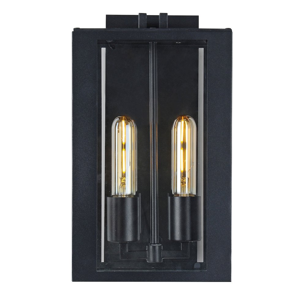 Waterville Collection 2Light Exterior Wall Light, Matte Black. Picture 1