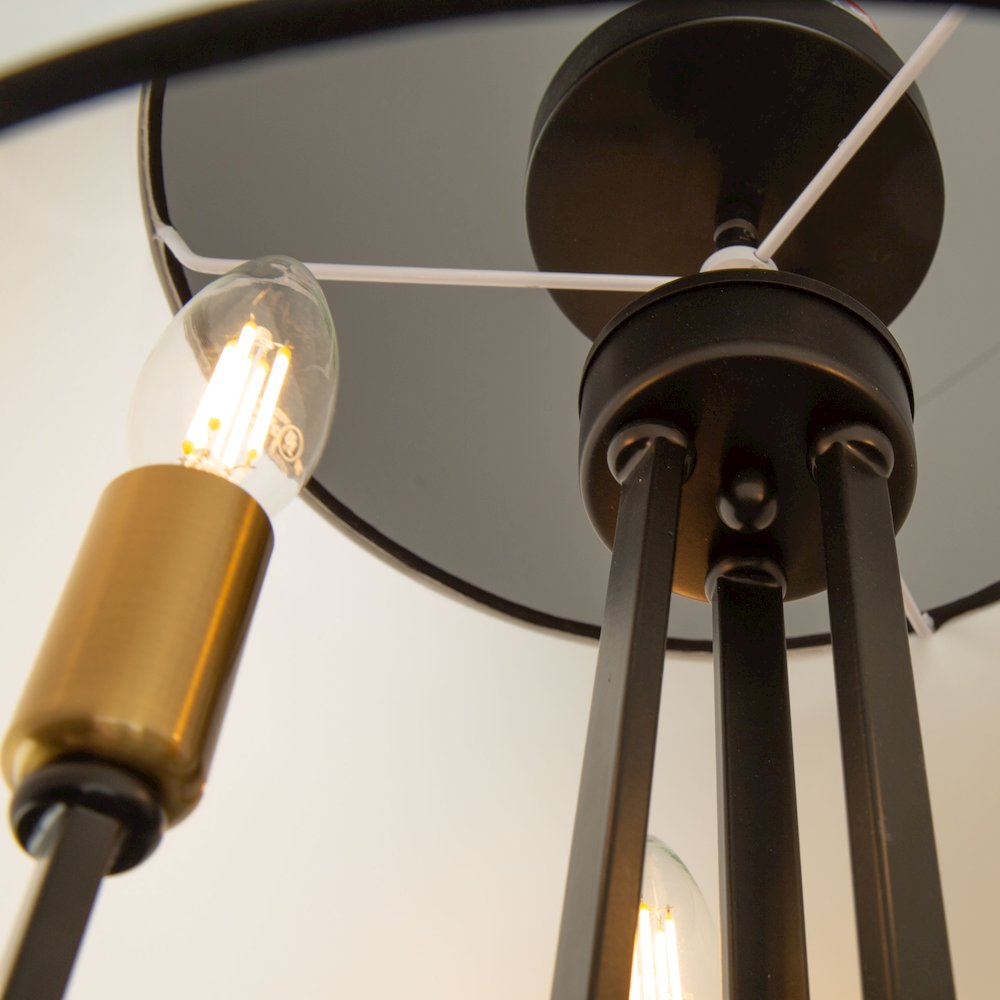 Coco 3 Light SemiFlush Mount Black and Gold. Picture 8