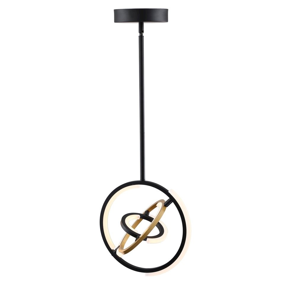 Trilogy Collection Integrated LED 13 in. Pendant, Black and Gold. Picture 4