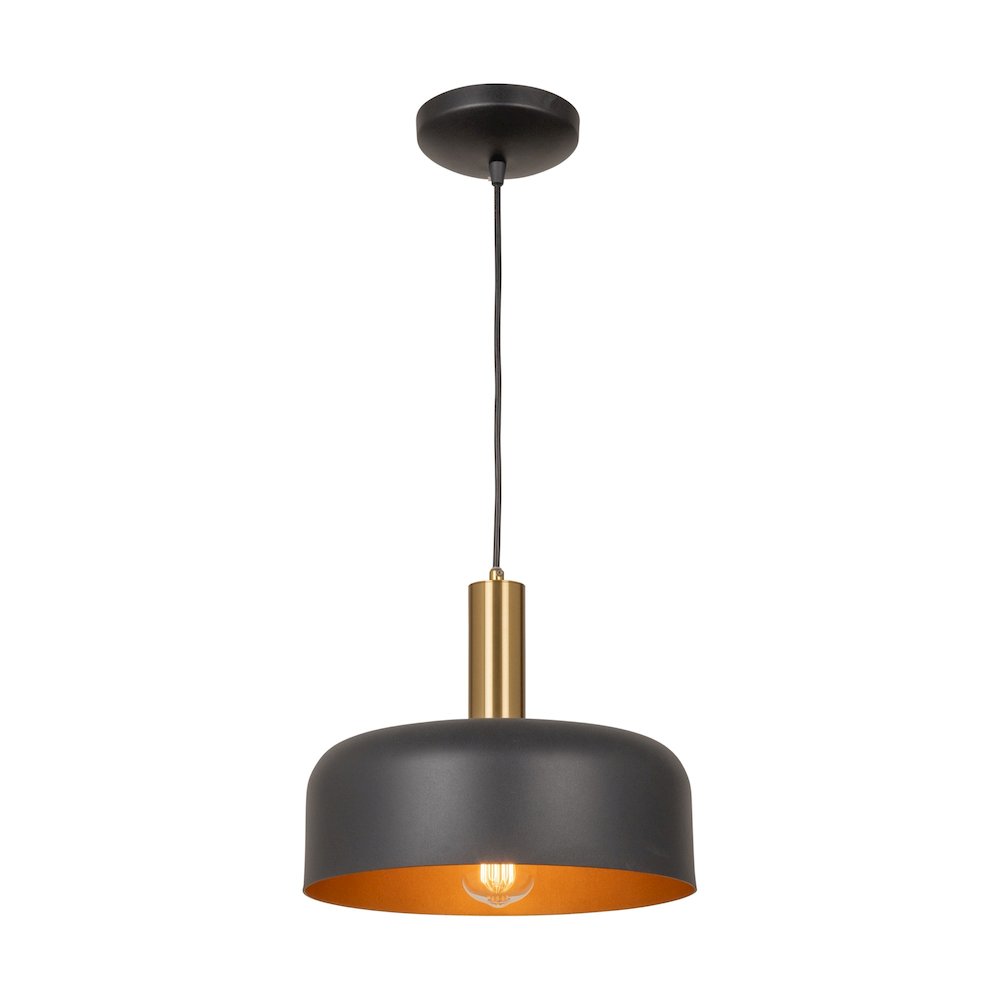 Orsa Collection 1Light Pendant Black and Brushed Brass. Picture 1