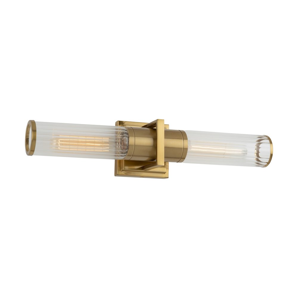 Positano Collection 2Light Bathroom Vanity Light Brushed Brass and Clear Glass. Picture 4