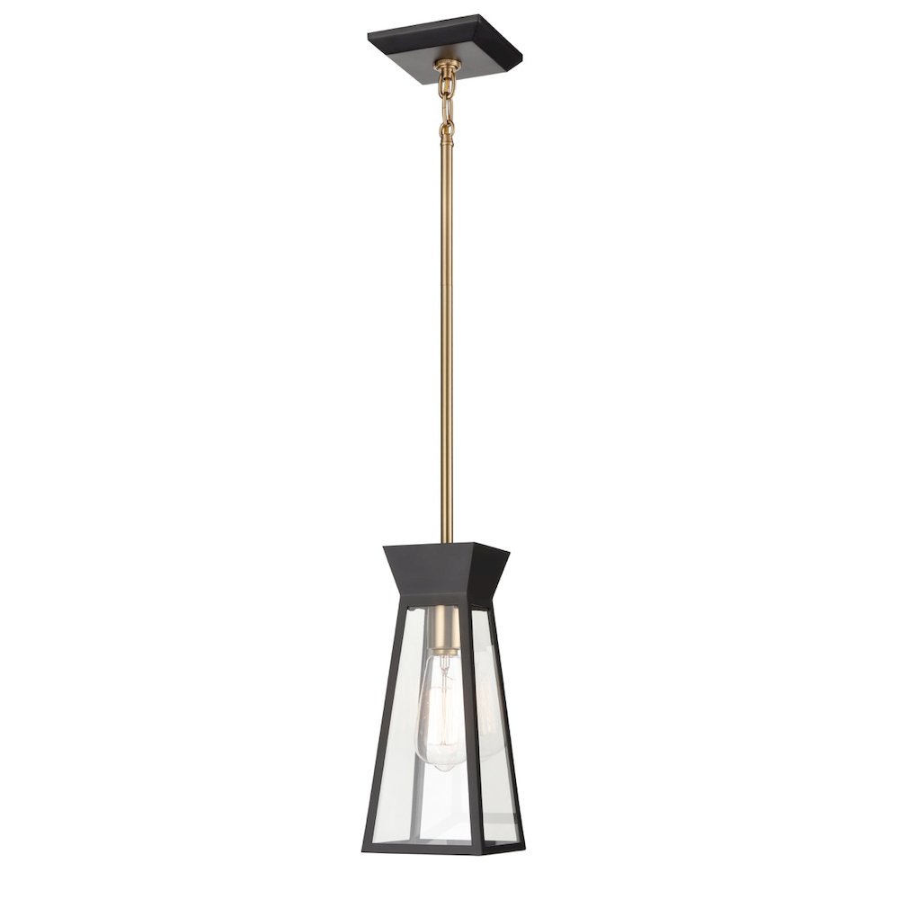 Lucian Single Pendant Black and Brushed Brass. Picture 2
