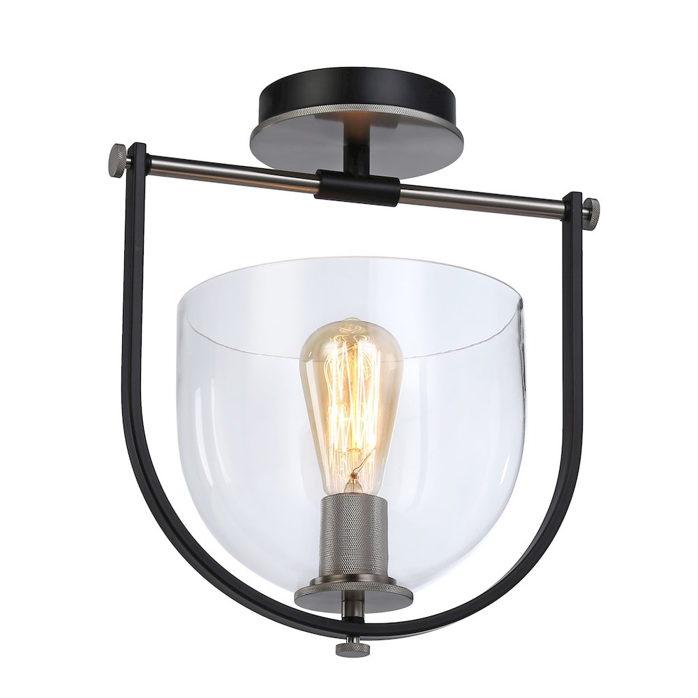 Cheshire Collection 1Light SemiFlush Mount, Black & Nickel. Picture 2