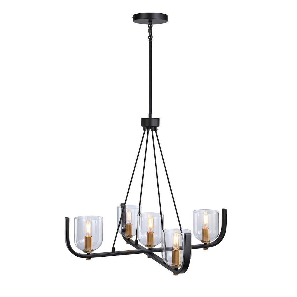 Cheshire Collection 5Light Chandelier, Black & Brass. Picture 2