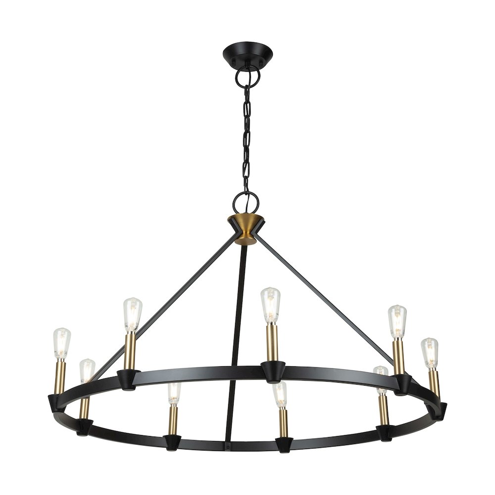 Notting Hill Collection 9Light Chandelier Black and Brushed Brass. Picture 2