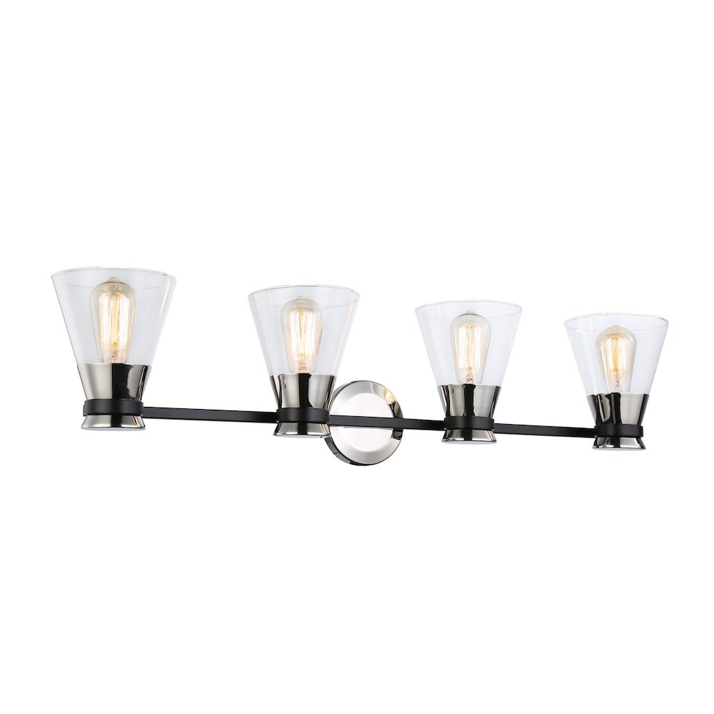 Kanata Collection 4Light Vanity Light, Black & Brushed Nickel. Picture 2