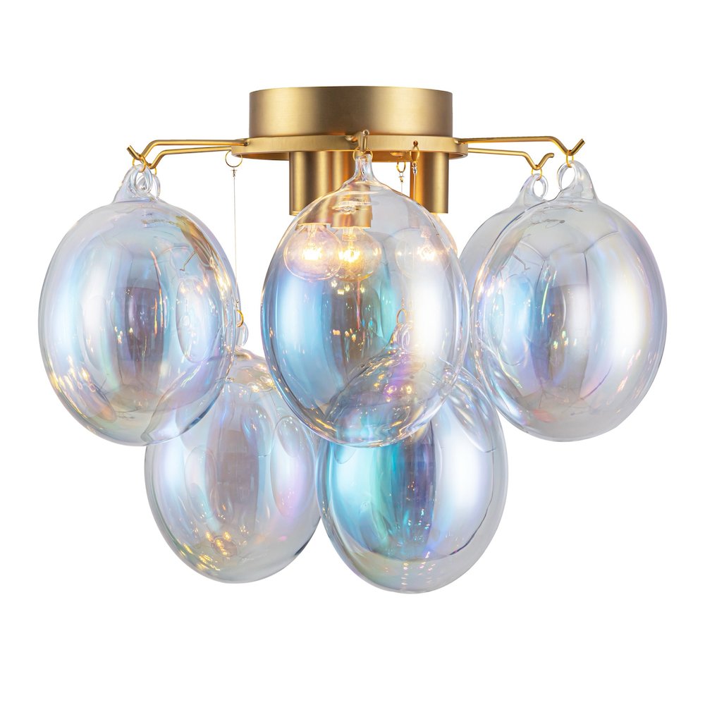 Globo Collection 4Light SemiFlush Mount Iridescent and Brass. Picture 2