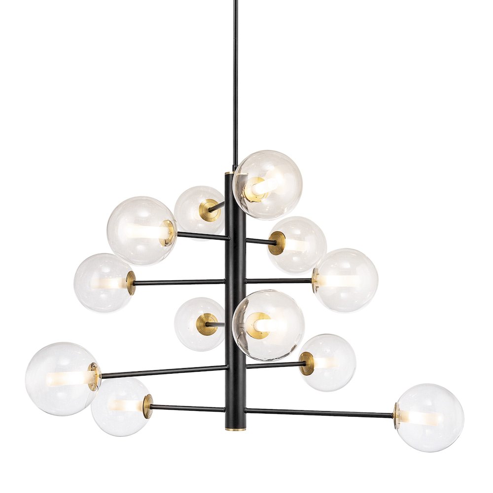 Aurelia Collection 12Light Chandelier Black and Brushed Brass. Picture 2