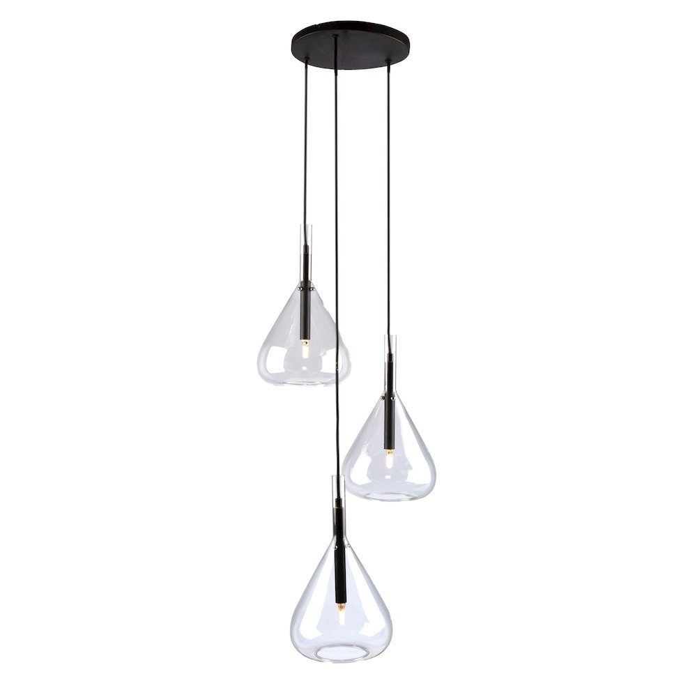 Conic 3 Light Pendant Black. Picture 2