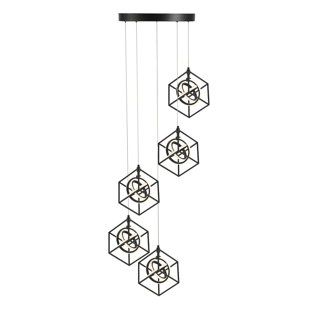 Tulip Collection Integrated LED 5Light Pendant, Matte Black. Picture 3