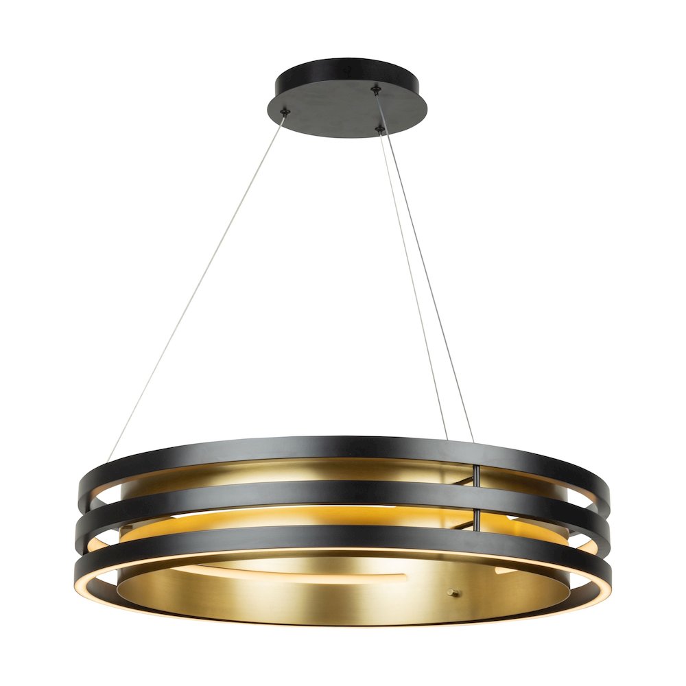 Toledo Collection 1Light 25.5" Chandelier Black and Brushed Brass. Picture 1
