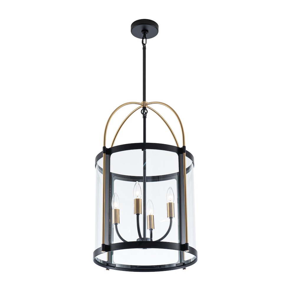 Bonita Collection 4Light 17" Pendant Black and Brushed Brass. Picture 2