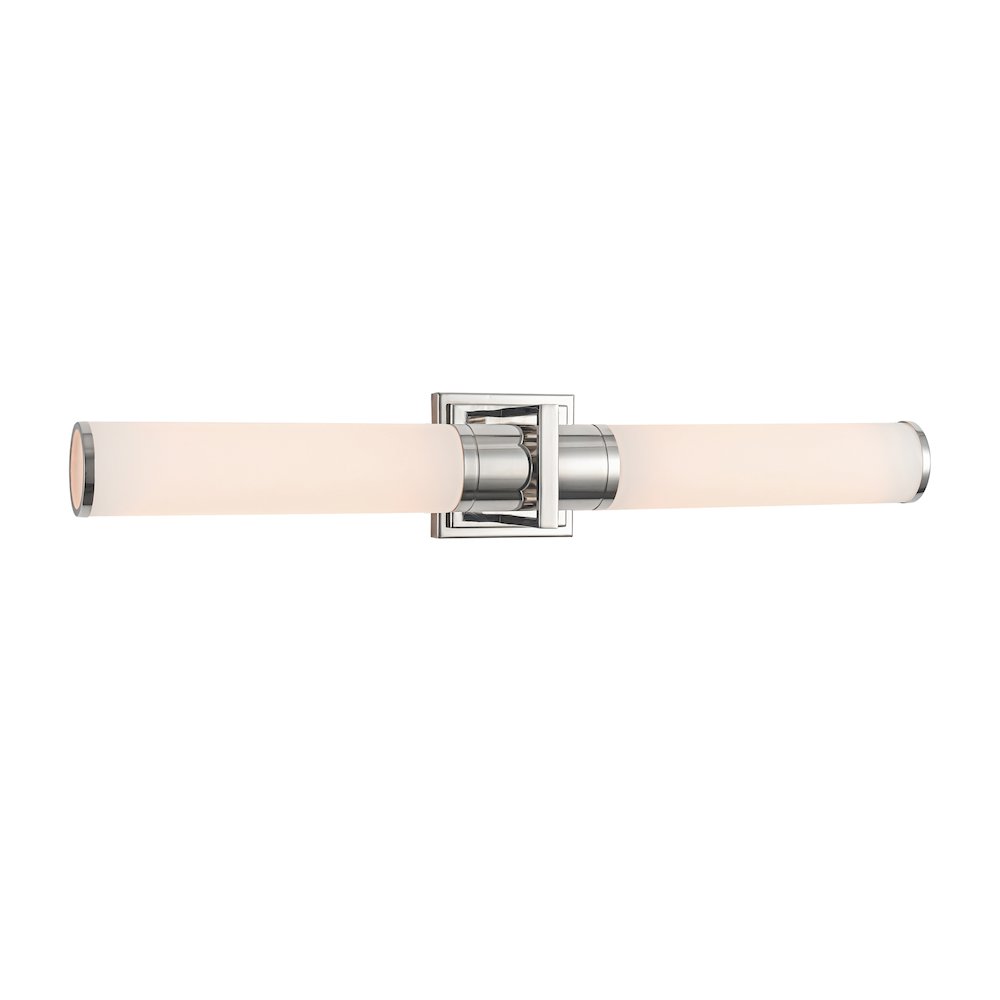 Positano - 2-Light Bathroom Vanity Light - White Glass/Polished Nickel. Picture 2