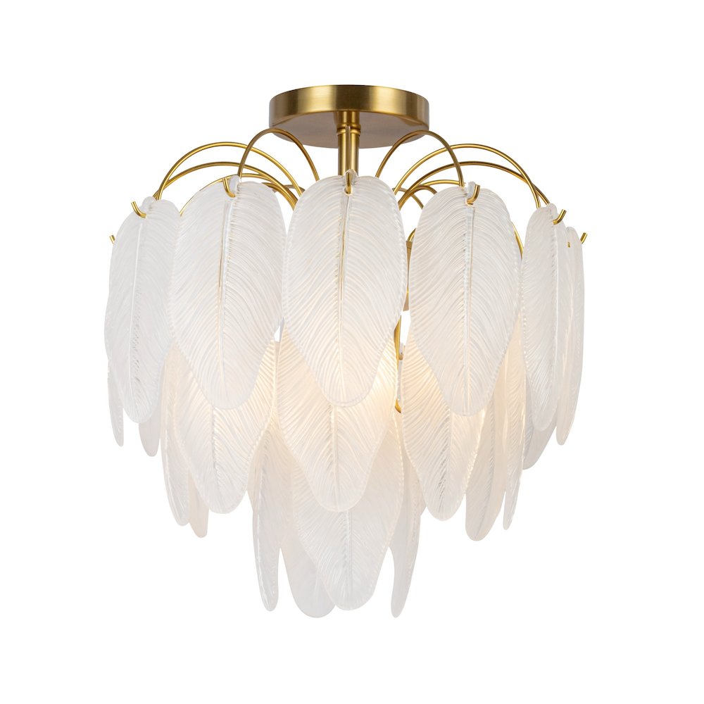 Alessia Collection 4Light SemiFlush Mount Brushed Brass. Picture 1
