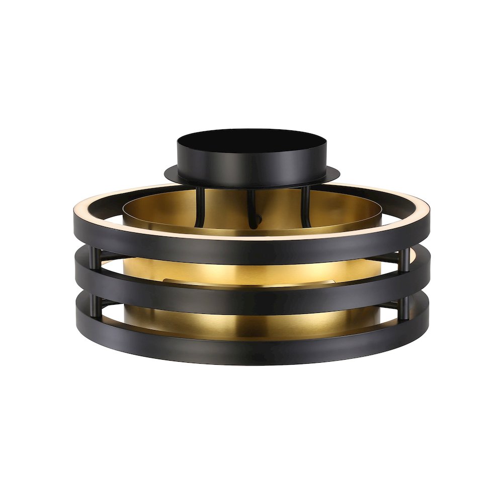 Toledo Collection 1Light SemiFlush Mount Black and Brushed Brass. Picture 5