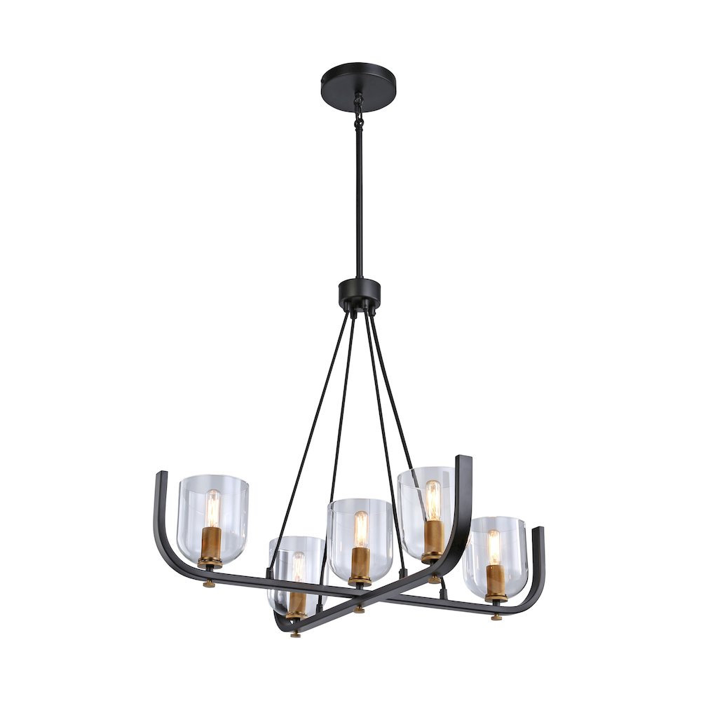 Cheshire Collection 5Light Chandelier, Black & Brass. Picture 1