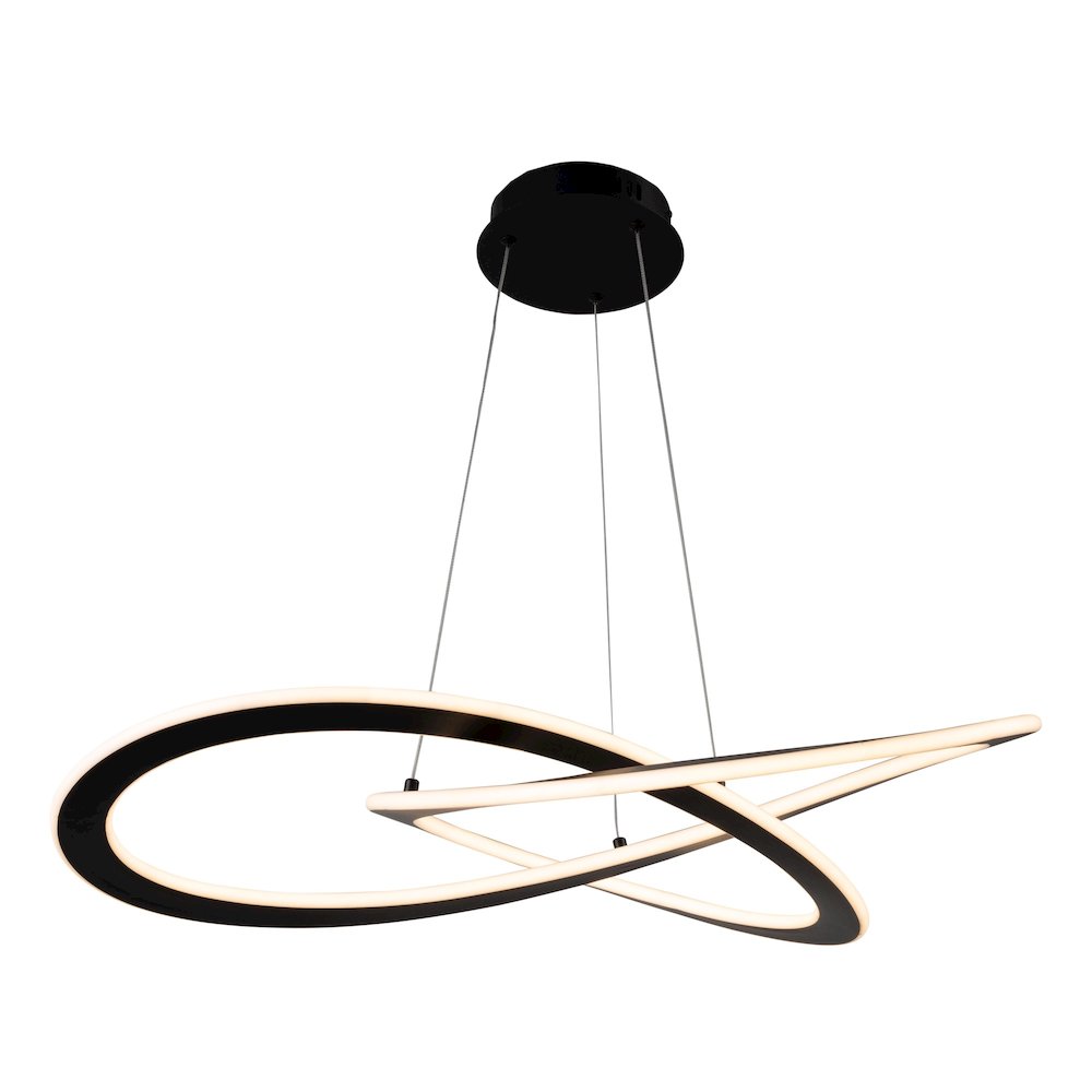 Wave Collection Integrated LED Chandelier, Black. Picture 4