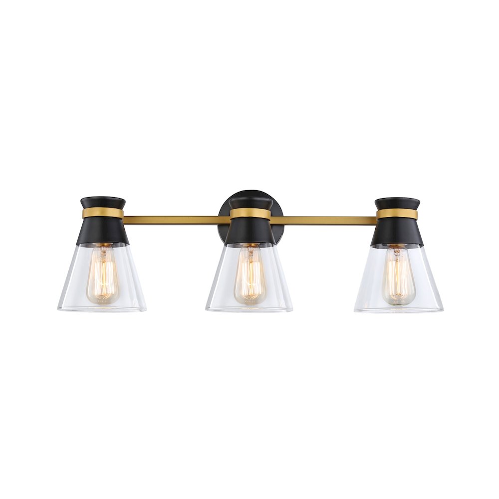 Kanata Collection 3Light Vanity Light, Black & Brushed Brass. Picture 2