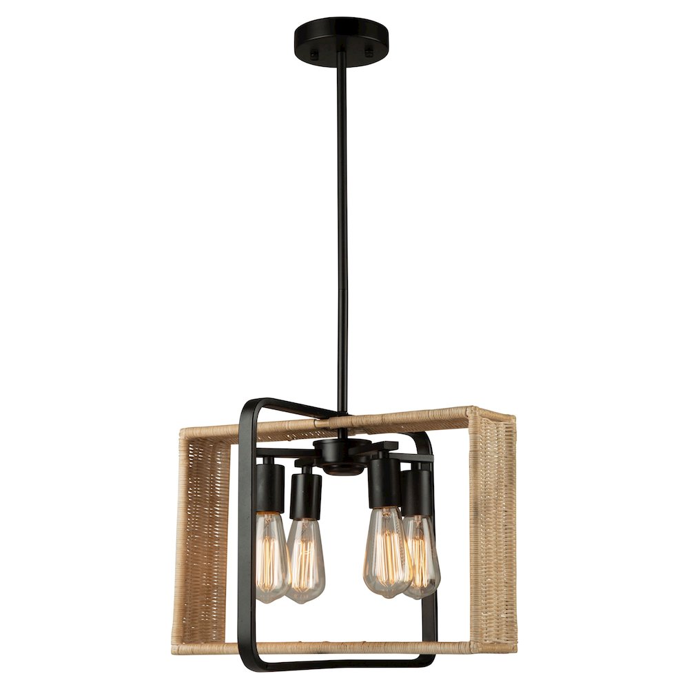 Perris 4 Light Pendant Black. Picture 2