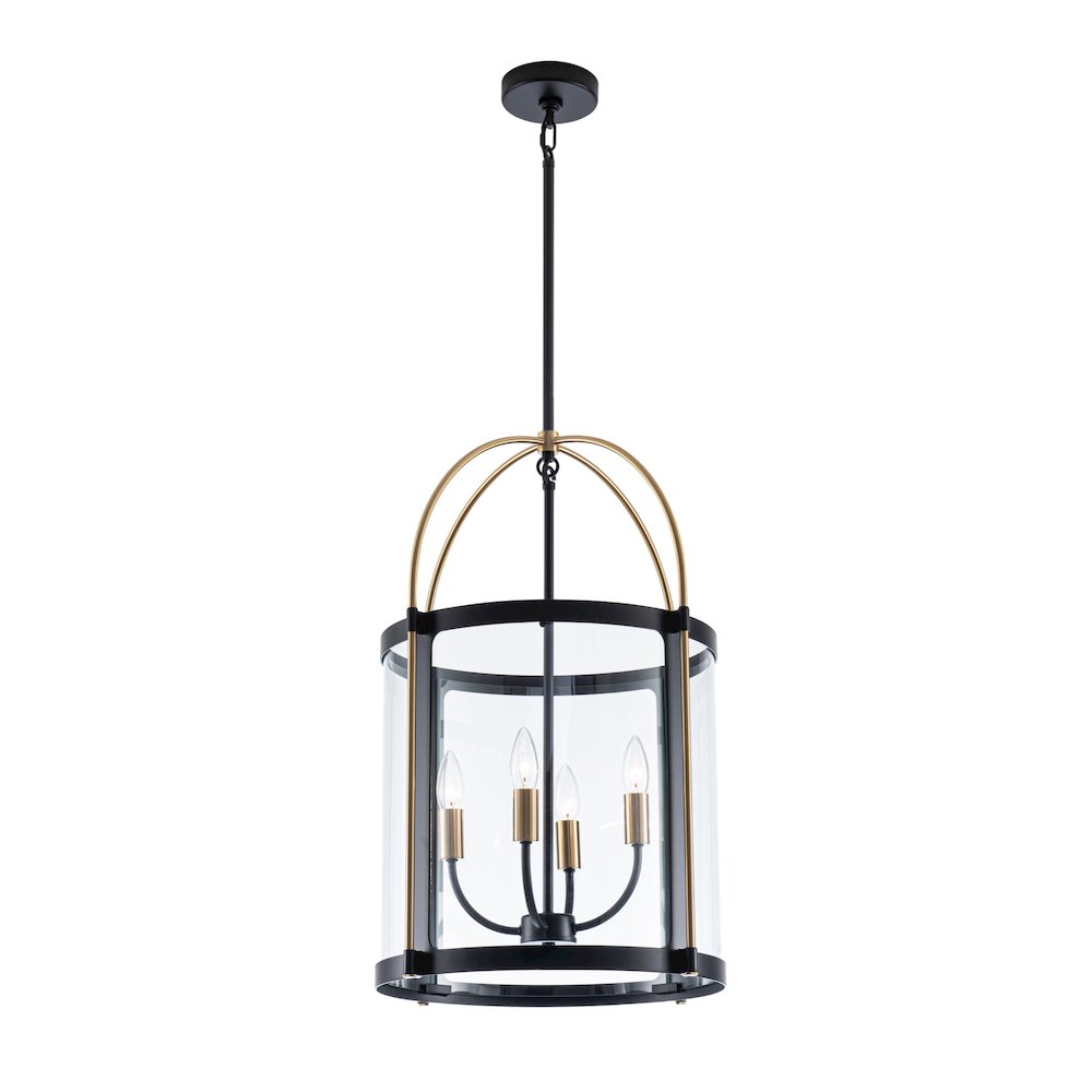 Bonita Collection 4Light 17" Pendant Black and Brushed Brass. Picture 1