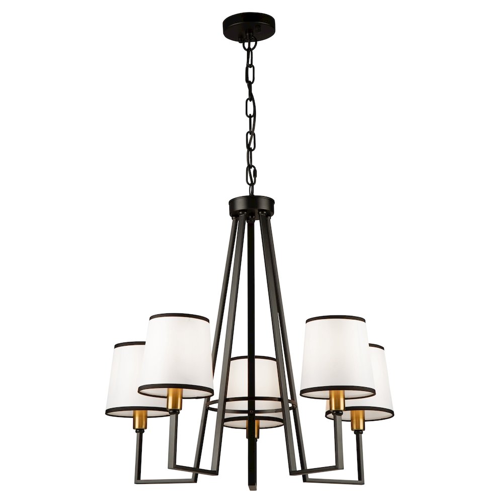 Coco 5 Light Chandelier Black and Gold. Picture 2