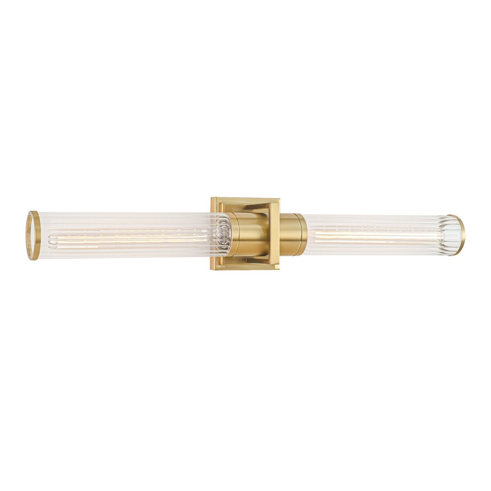 Positano - 2-Light Bathroom Vanity Light - Clear Glass/Satin Brass. Picture 2