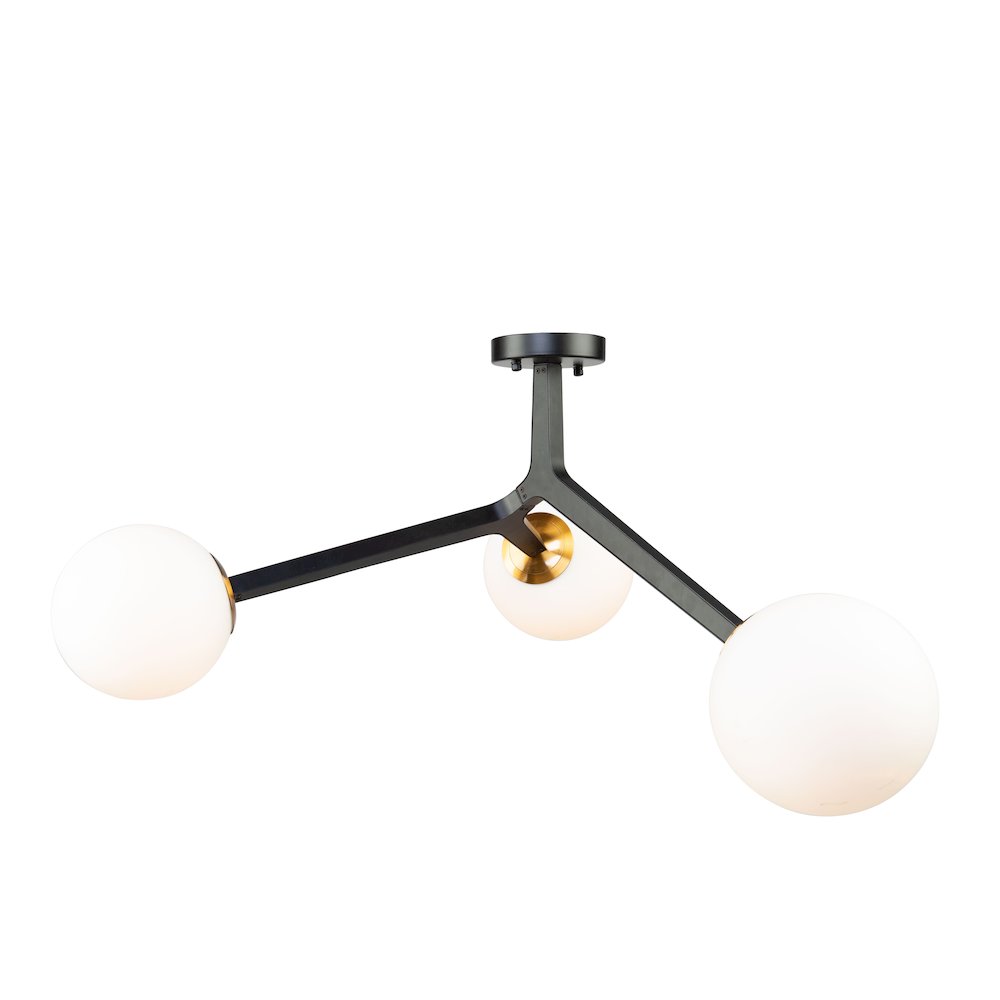 Ravello 3 Light SemiFlush Mount (Black & Harvest Brass). Picture 1